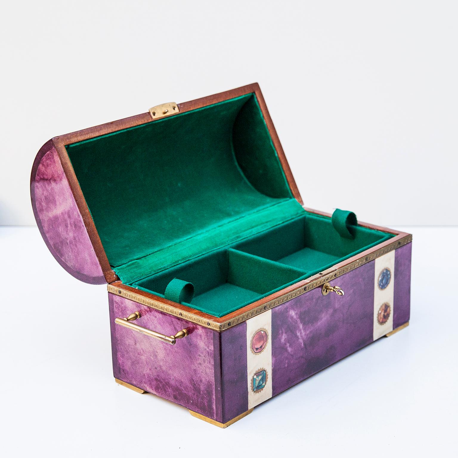 Late 20th Century Elegant Aldo Tura Purple Goatskin Jewelry Treasure Box