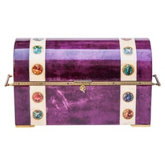 Elegant Aldo Tura Purple Goatskin Jewelry Treasure Box