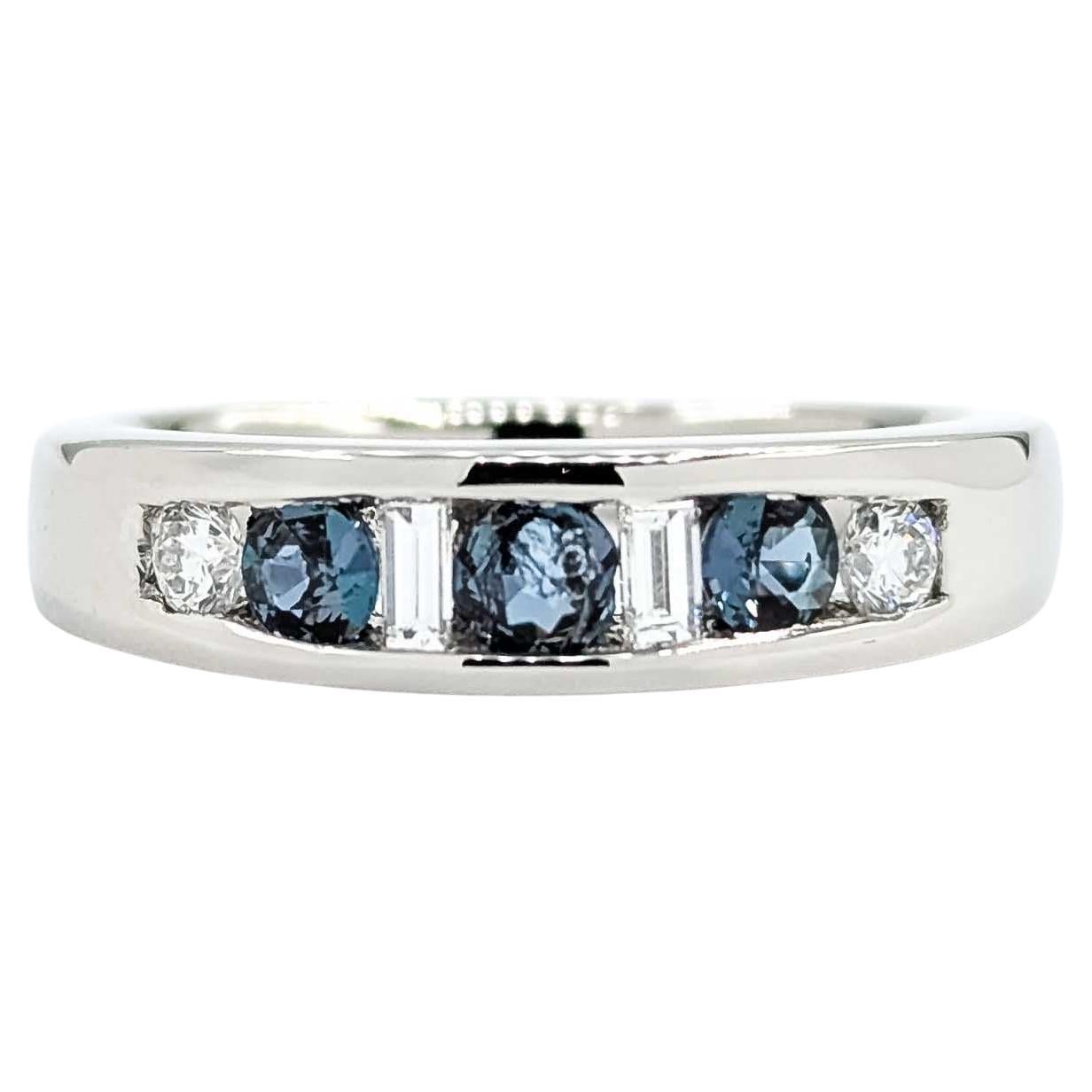 Elegant Alexandrite and Diamond Ring in 900pt Channel Set