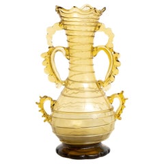 Antique Elegant Amber Blown Glass Vase - Early 20th Century Spanish Artistry