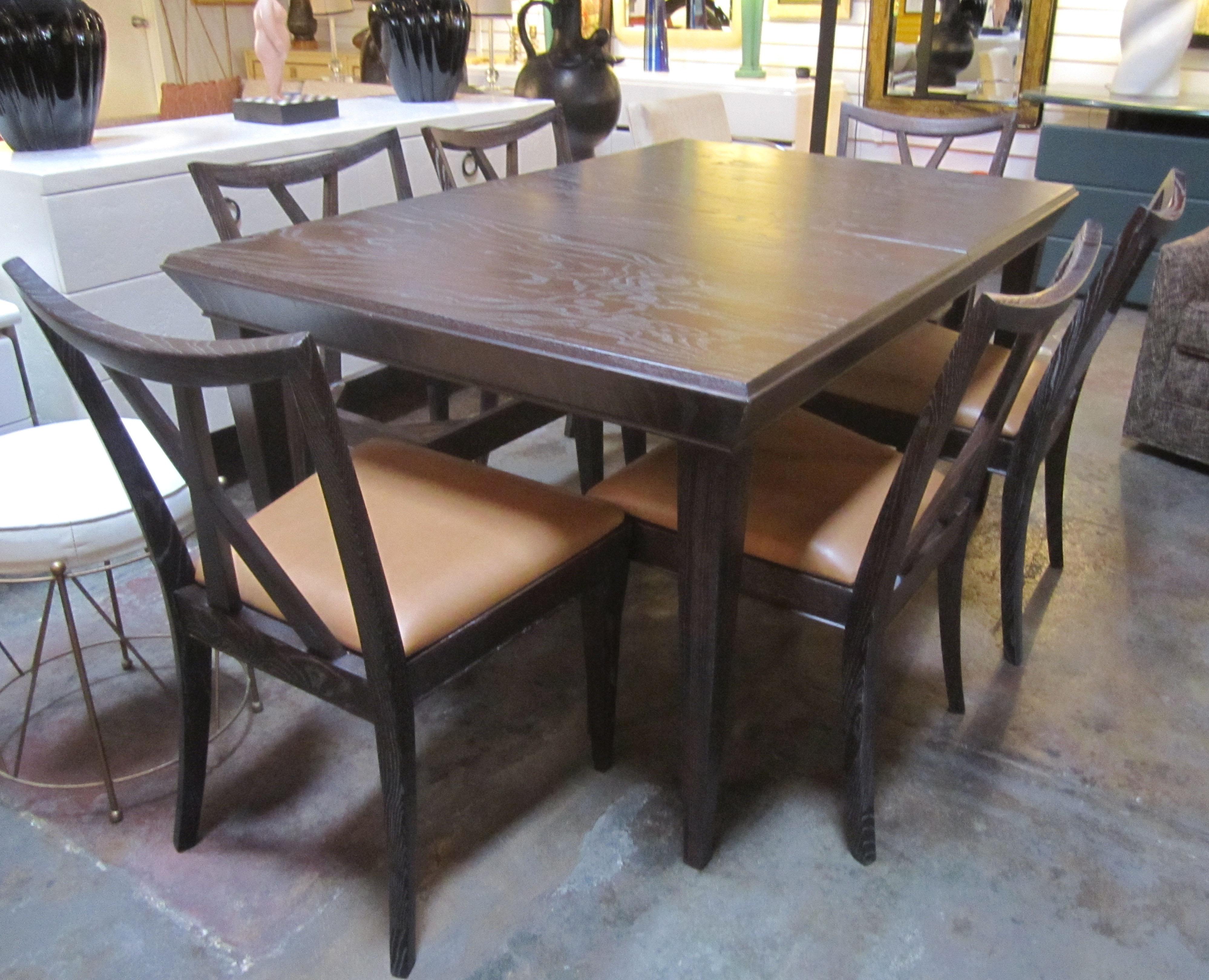 Elegant Amber Cerused Dining Table by Paul Frankl 1