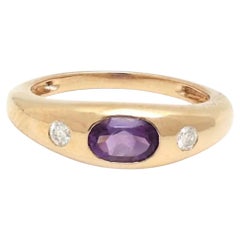 Ring aus 14-karätigem Gelbgold mit 0,38 Karat Amethyst und Diamanten