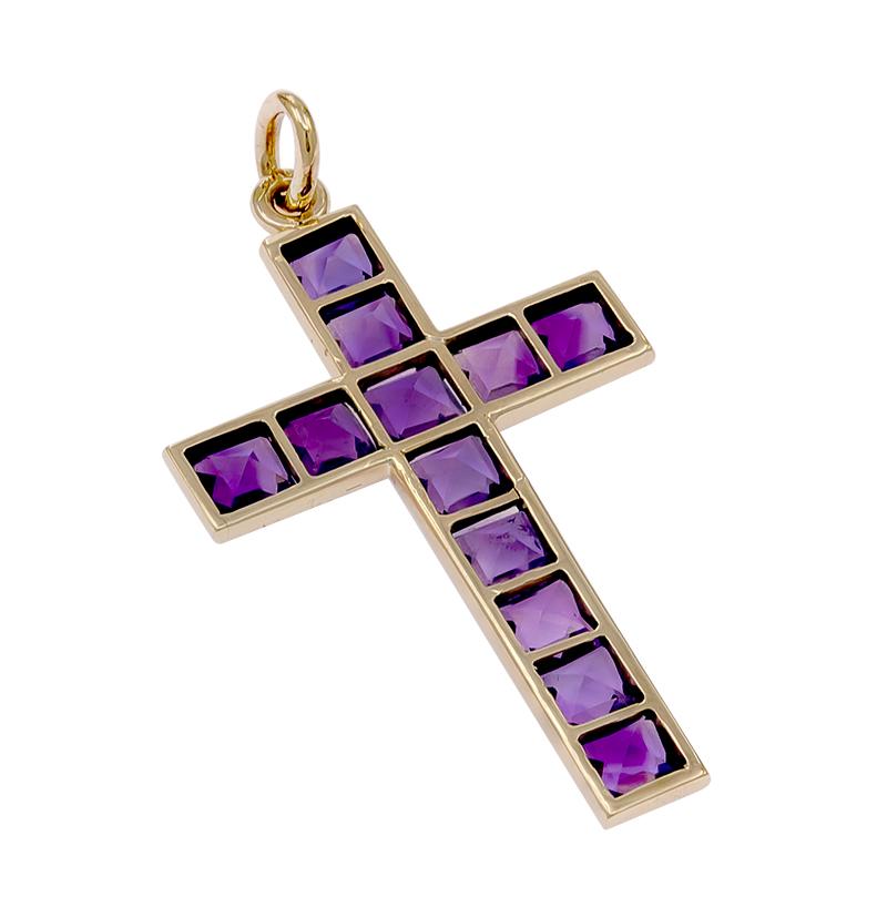 gold amethyst cross necklace