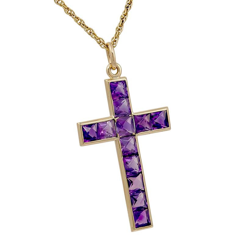 Elegant Amethyst & Gold Antique Cross In Excellent Condition In New York, NY