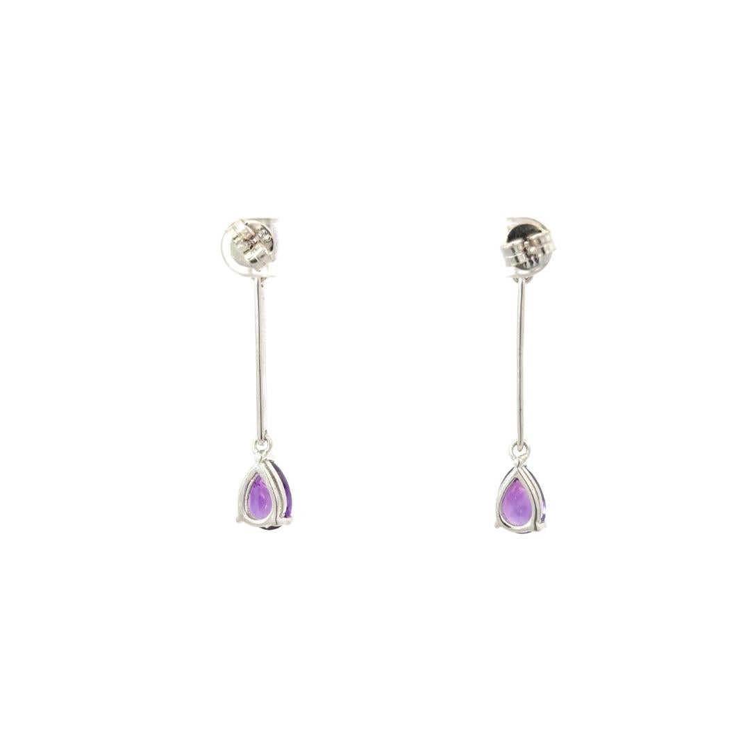 Elegant Amethyst Long Dangeling Drop Earrings for Graduation in Sterling Silver For Sale 1