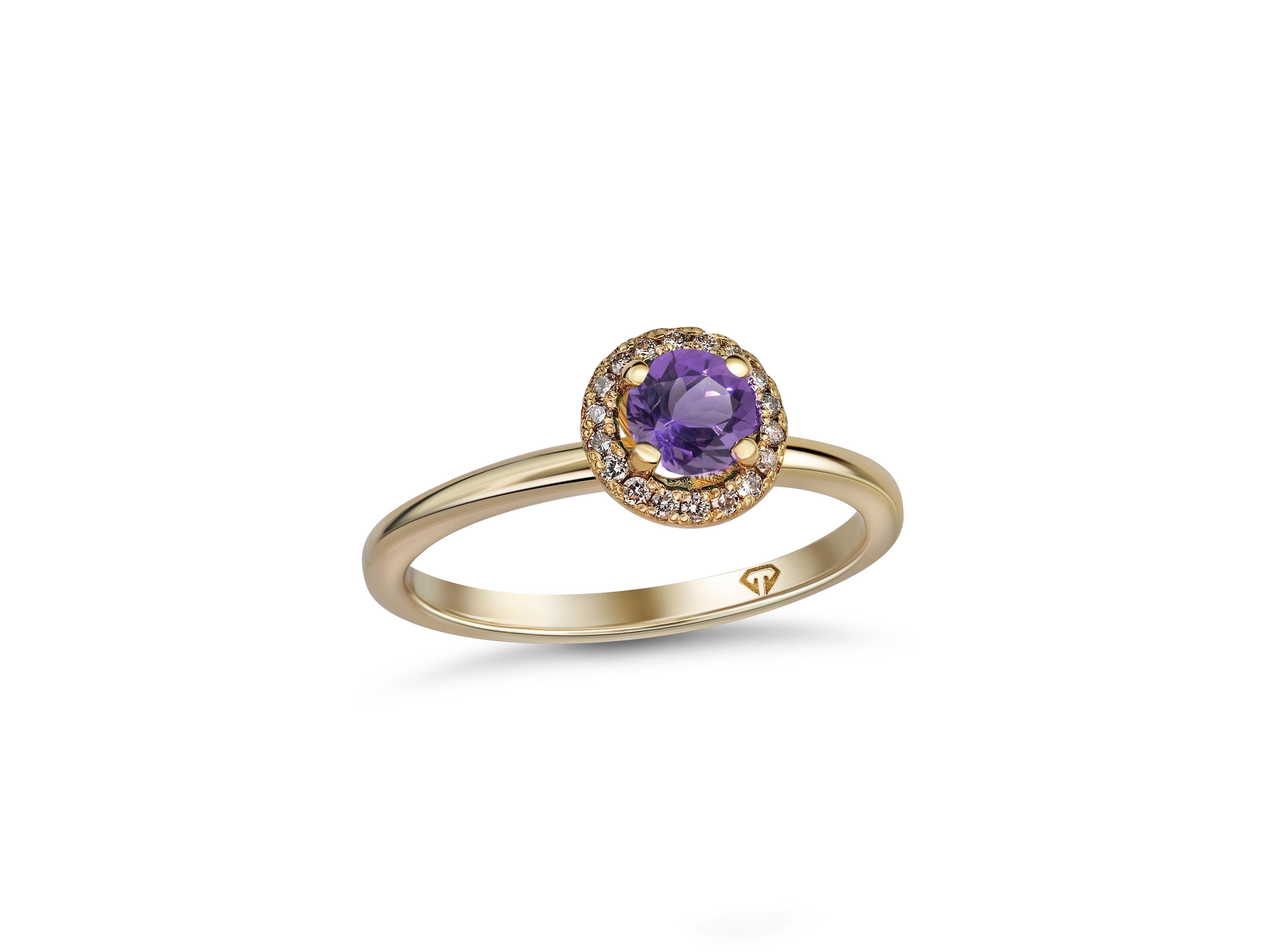 En vente :  Élégante bague en améthyste avec diamants 4