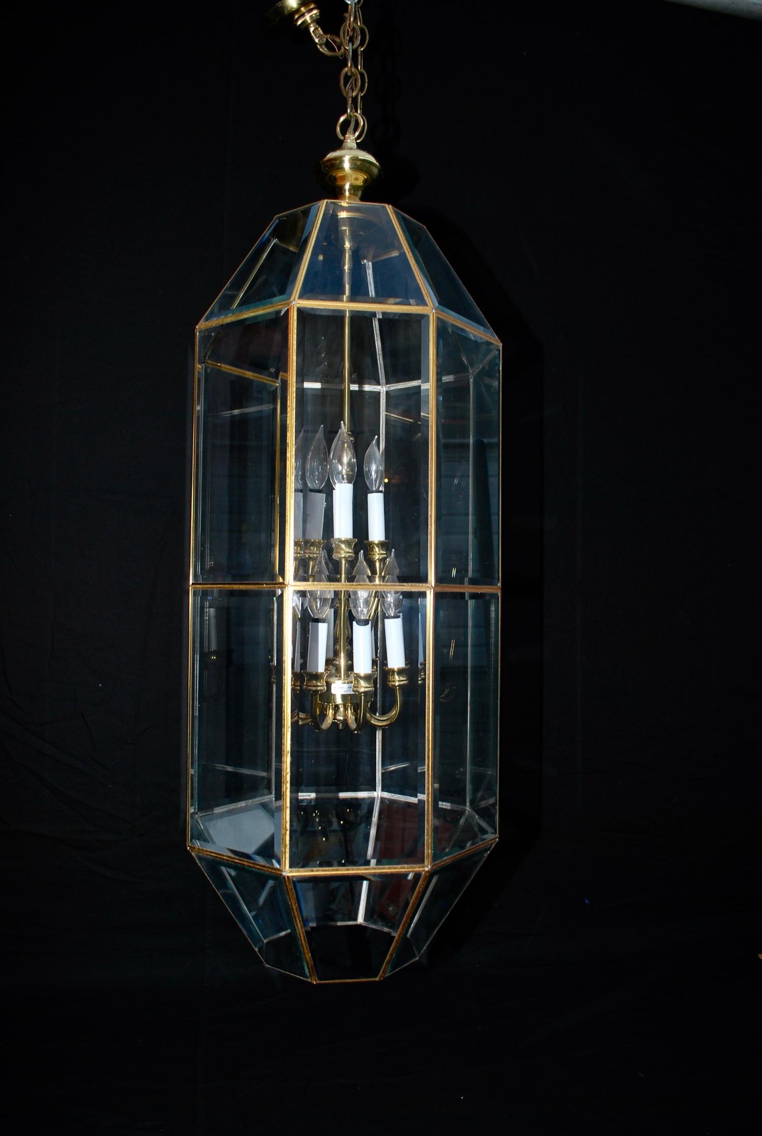 American Elegant and Beautiful Large Brass Lantern For Sale
