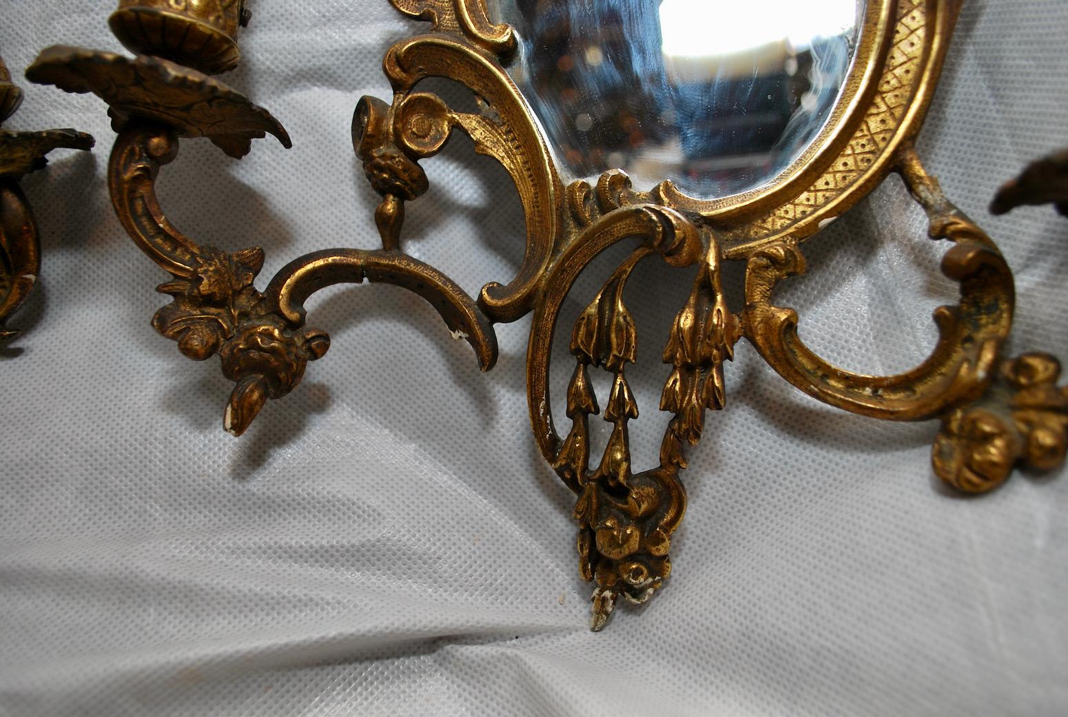19th Century Elegant and beautiful  pair of late 19 th century French  bronze sconces  For Sale