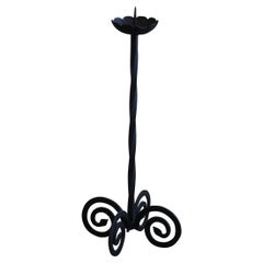 Elegant and Brutalistic Iron Torchére / Candle Holder, 1930s