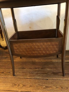 Elegant and Cleverly Designed Oval Two-Tier Marquetry Tea Side Table