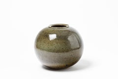 Elegant and Decorative Stoneware Ceramic Vase by JPD circa 1975 Grey and Green