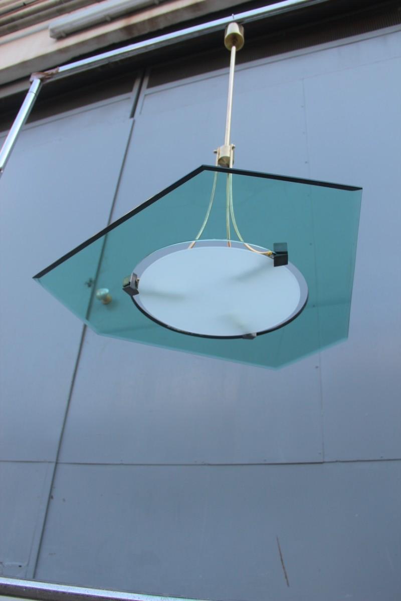 Geometrico moderno di metà secolo  Lampadario italiano 1950 Max Ingrand Attribuito in vendita 6