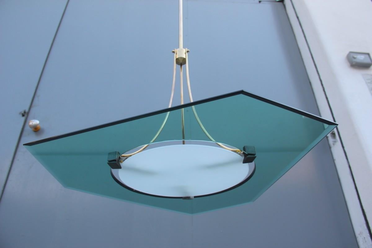 Geometrico moderno di metà secolo  Lampadario italiano 1950 Max Ingrand Attribuito in vendita 2