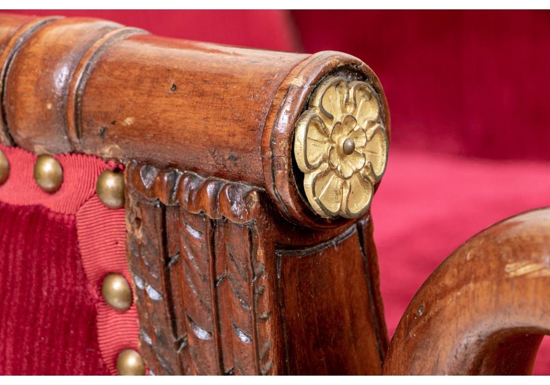 19th Century Elegant and Fine Pair of Period Empire Armchairs with Swan Carving