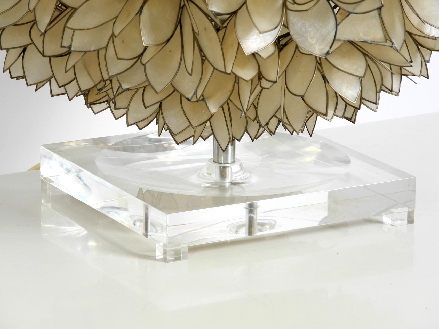 Mother-of-Pearl Elegant and Gorgeous Huge 1970s Flower Table Lamp in Spherical Mother of Pearl