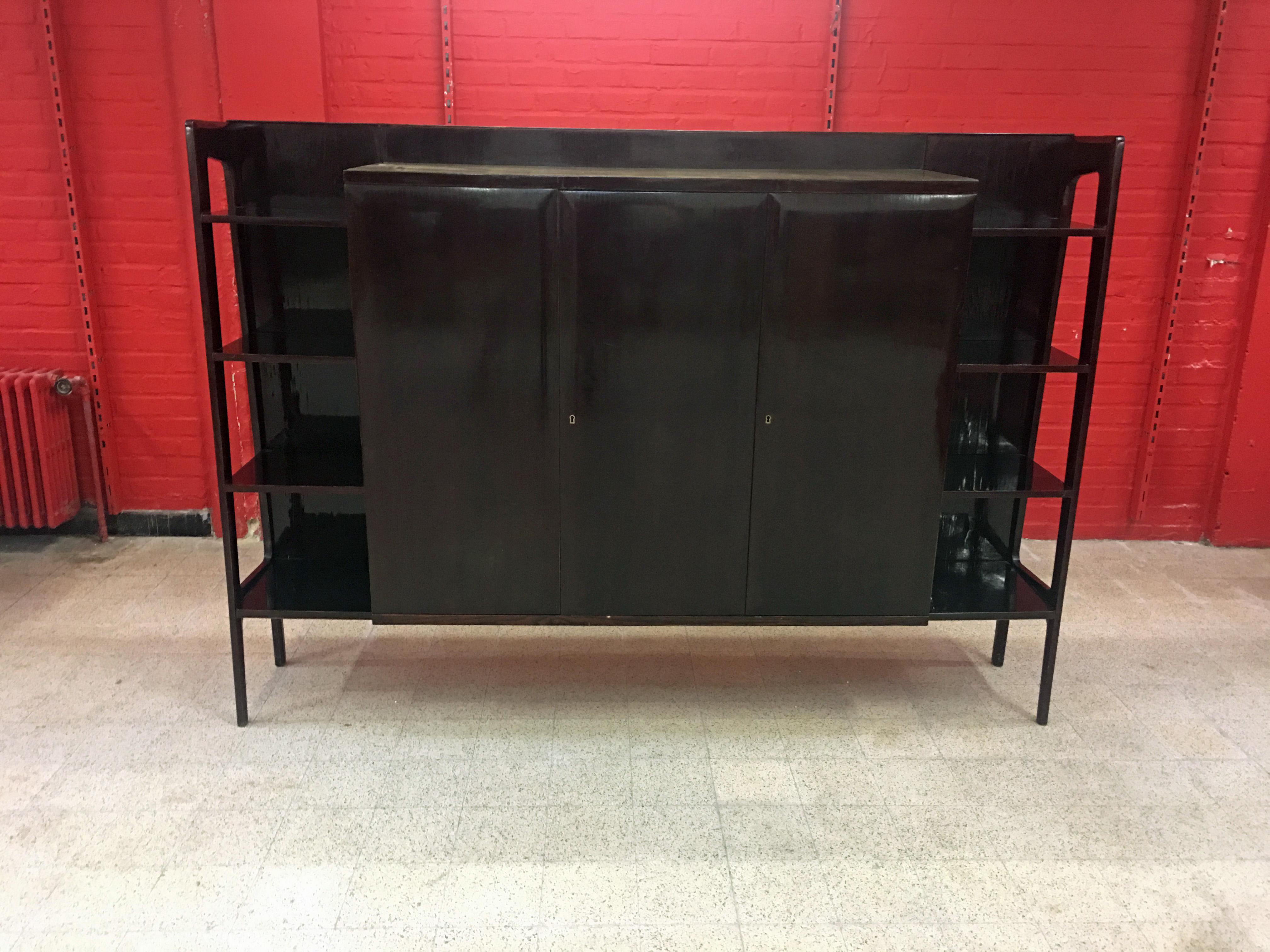 Mid-20th Century Elegant and Large Dark Mahogany Sideboard, Italy, circa 1950-1960 For Sale