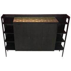 Elegantes und großes Sideboard aus dunklem Mahagoni:: Italien:: um 1950-1960