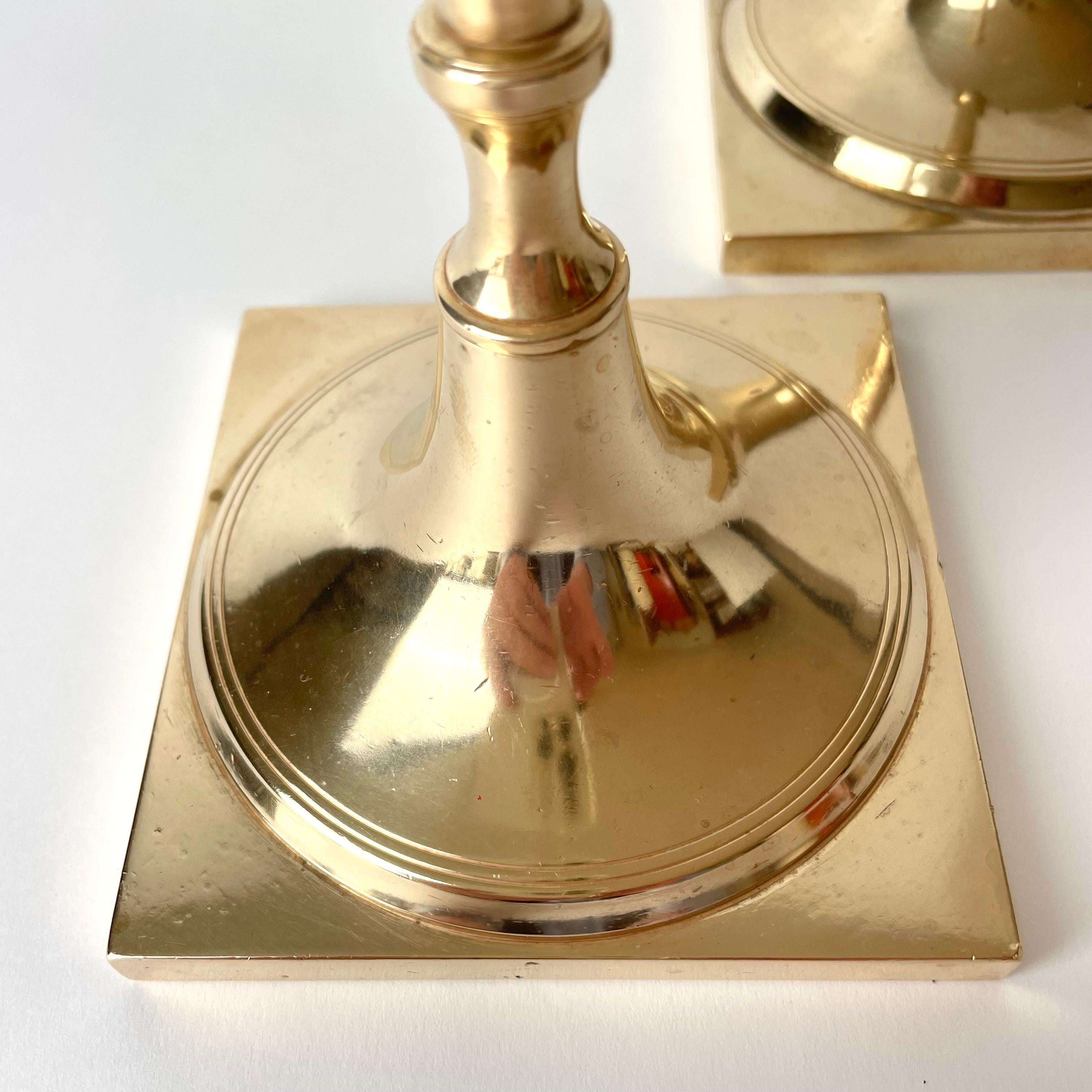Elegant and large pair of Brass Candlesticks. Swedish Karl Johan from the 1820s. For Sale 2