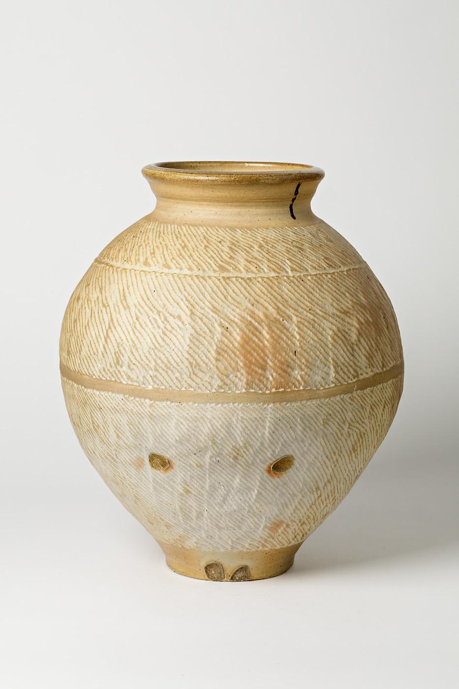 Vase de poterie élégant et massif avec glaçure céramique blanche de Steen Kepp Excellent état - En vente à Neuilly-en- sancerre, FR