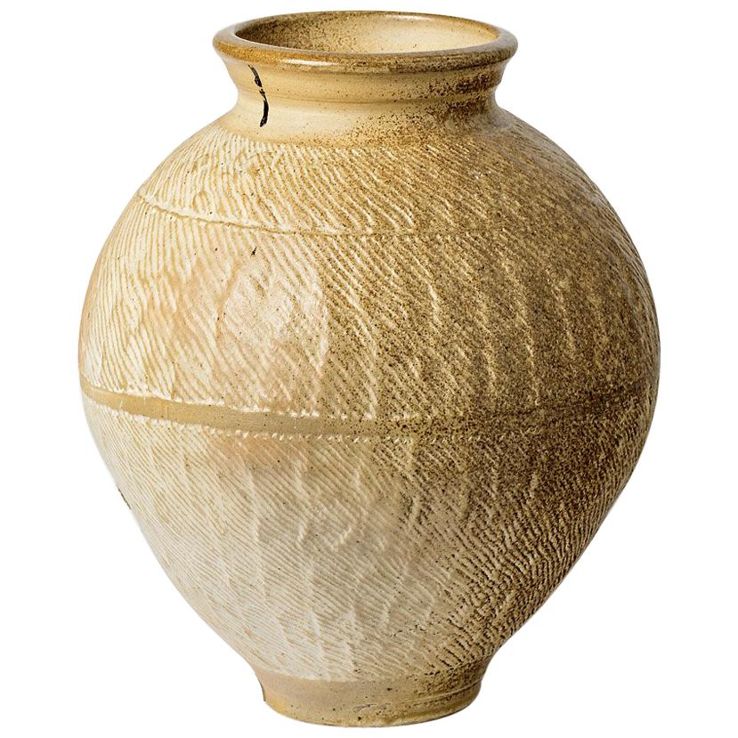 Elegant and Massive Pottery Vase with White Ceramic Glaze Color by Steen Kepp