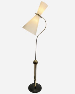 Elegant and original double-light diabolo floor lamp, France, circa 1940