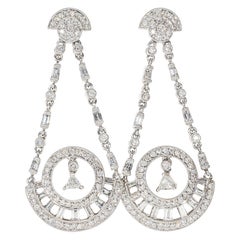Elegant and Ornate Diamond Dangling Earrings