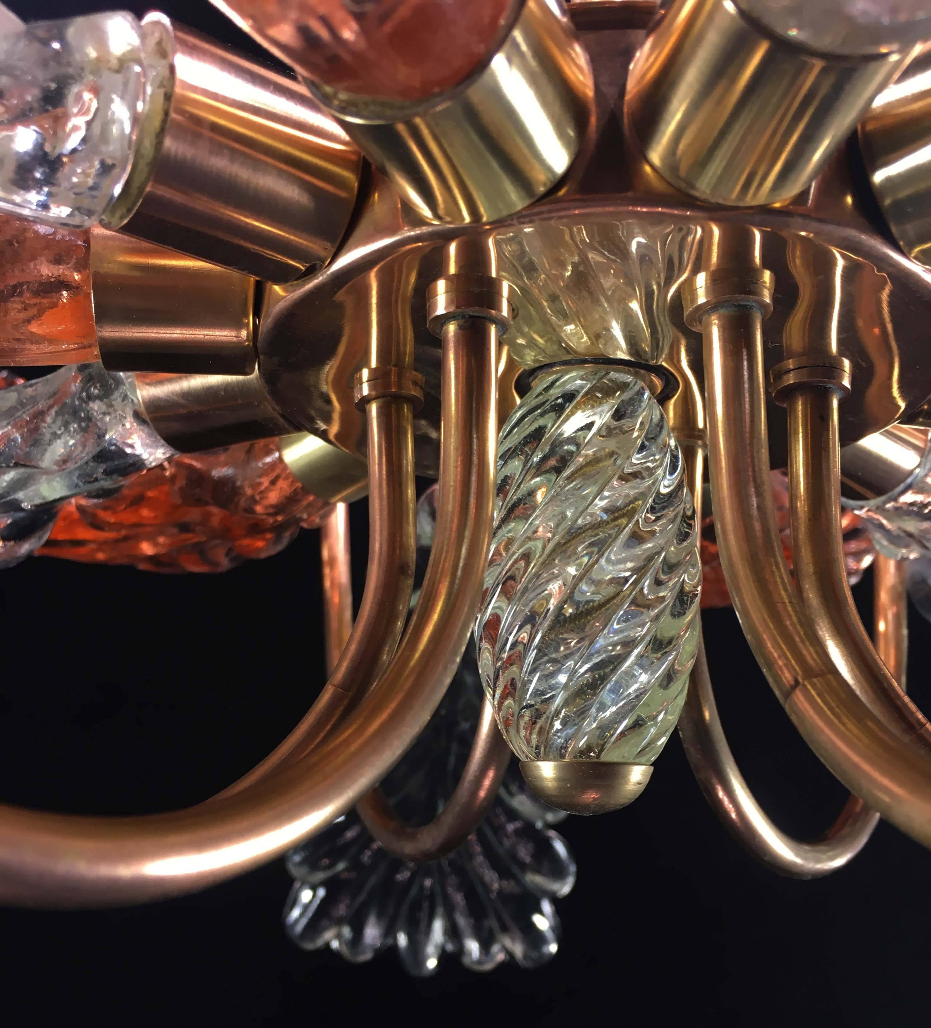 Elegant and Rare Chandelier by Barovier & Toso, Murano, 1940s For Sale 4