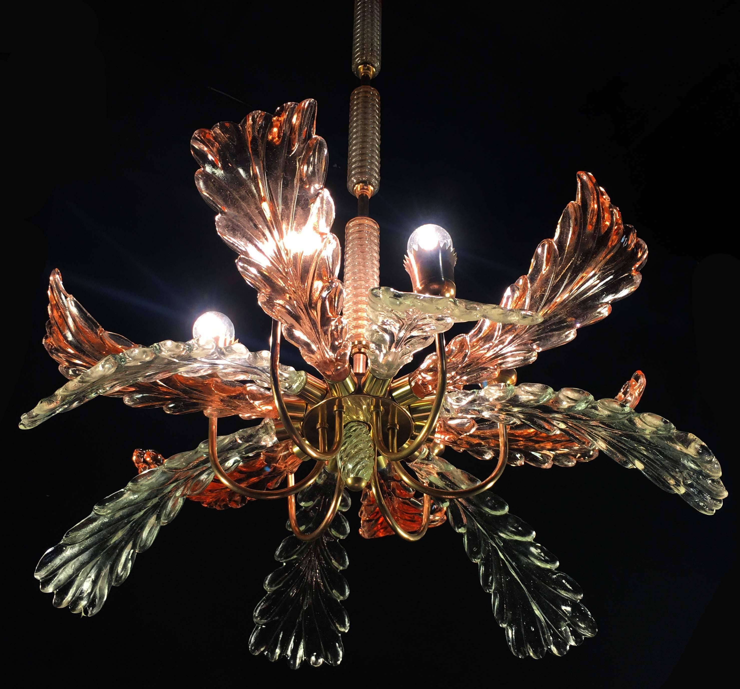Elegant and Rare Chandelier by Barovier & Toso, Murano, 1940s For Sale 6