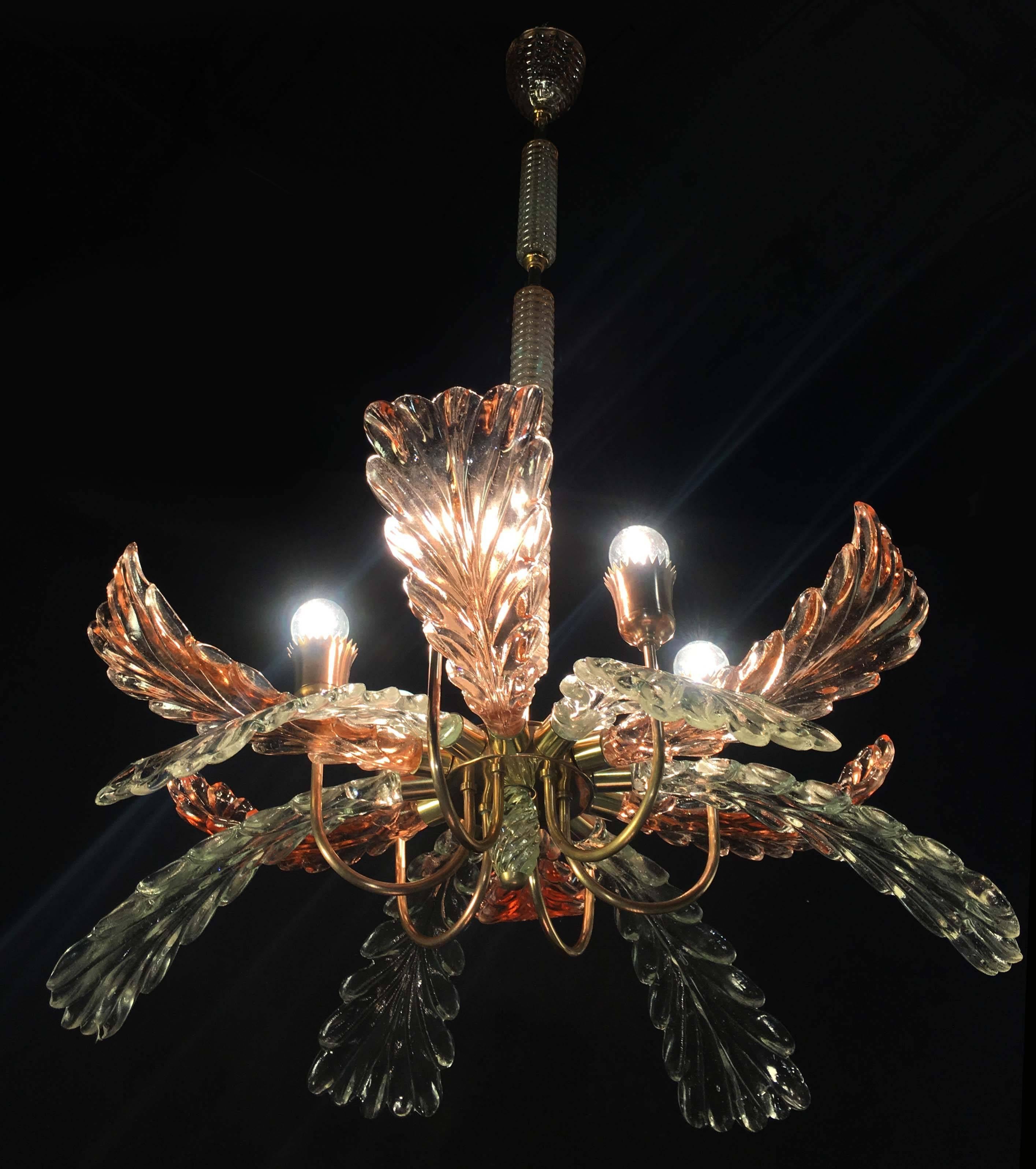 Elegant and Rare Chandelier by Barovier & Toso, Murano, 1940s For Sale 10
