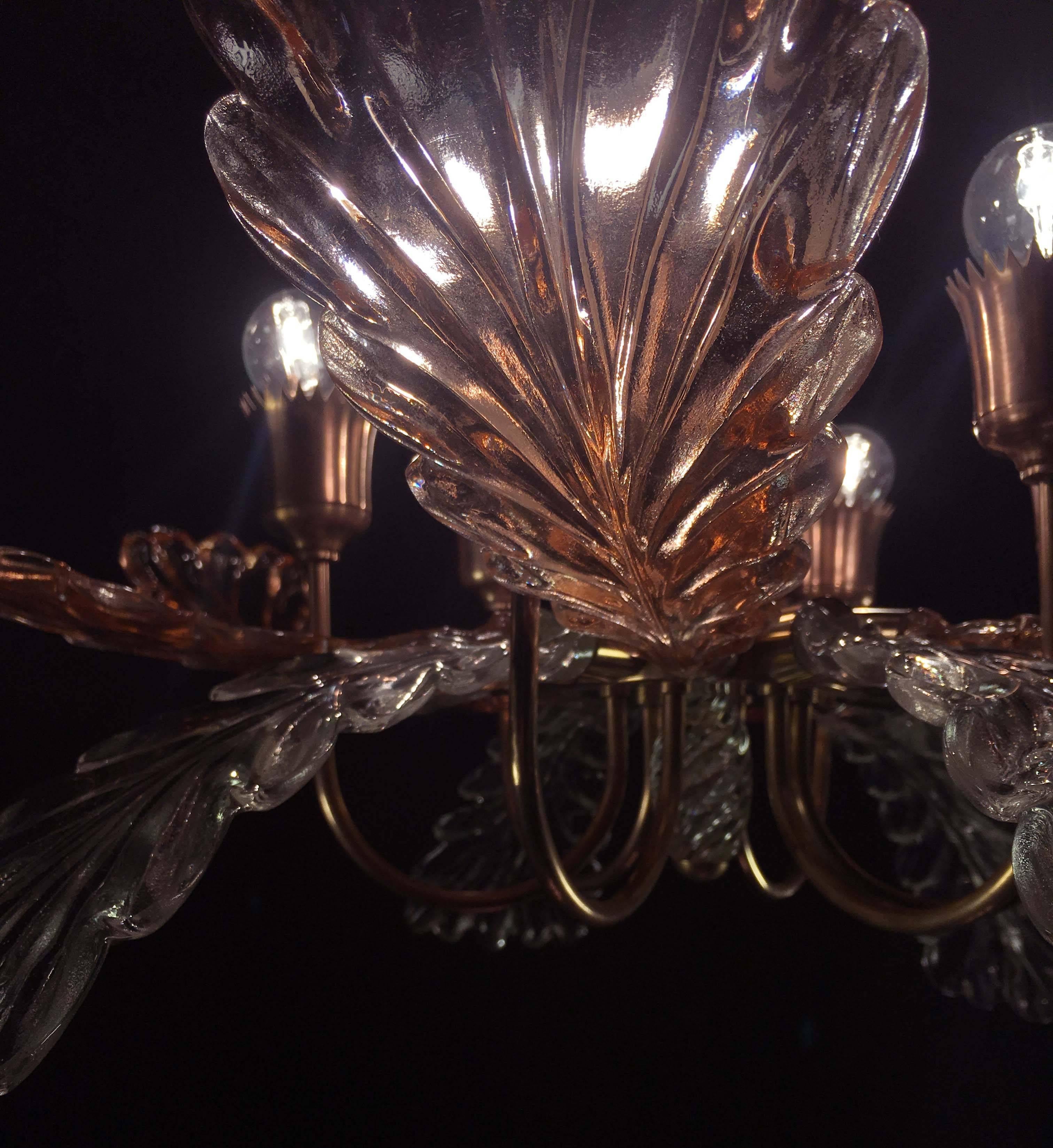 Elegant and Rare Chandelier by Barovier & Toso, Murano, 1940s For Sale 12