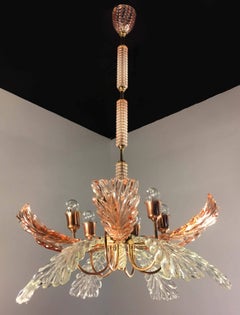Elegante y rara lámpara de araña de Barovier & Toso, Murano, años 40
