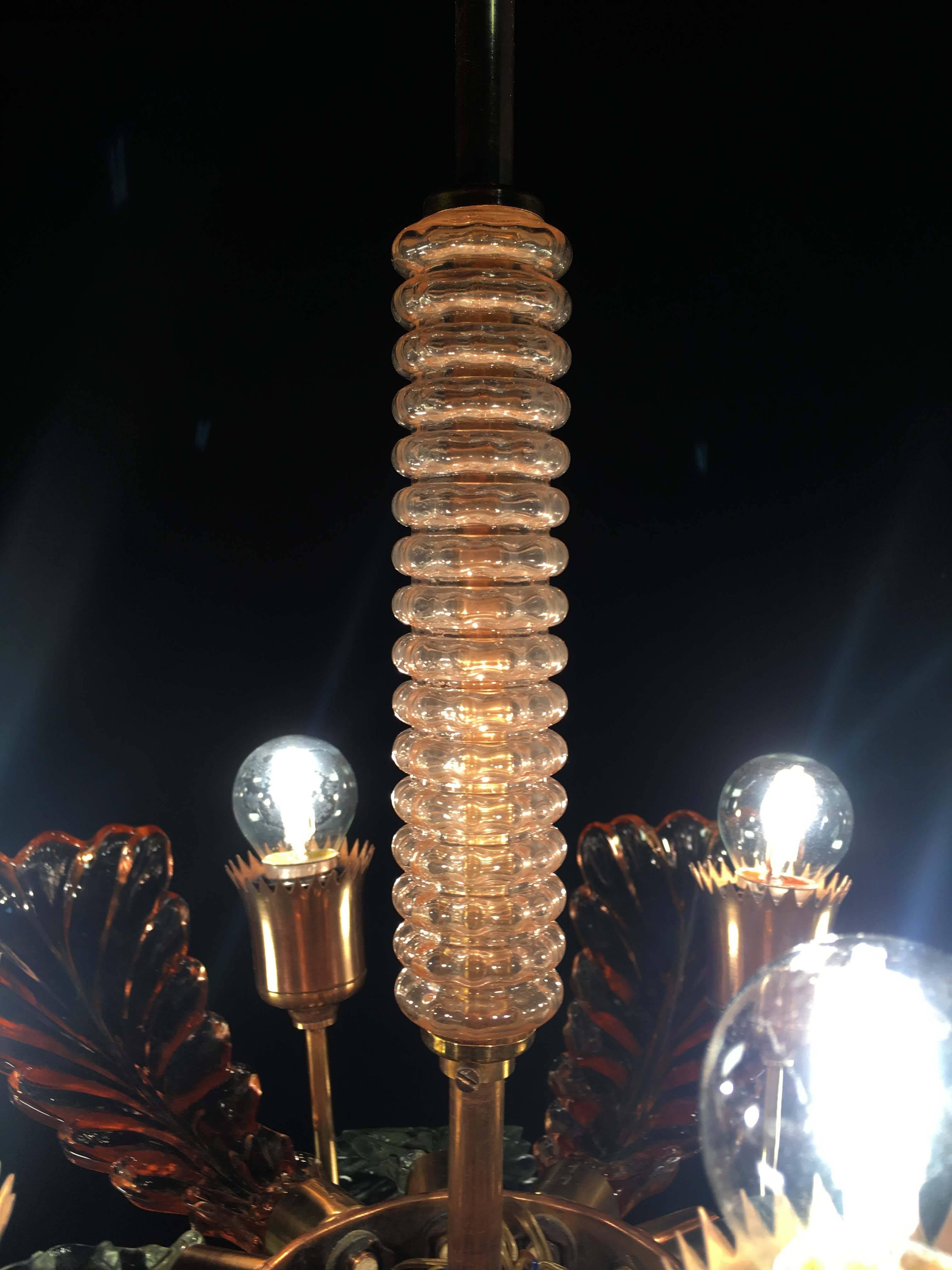 Elegant and Rare Chandelier by Barovier & Toso, Murano, 1940s For Sale 14