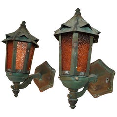 Elegant and Rare Pair of 1920s Copper Outdoor Sconces