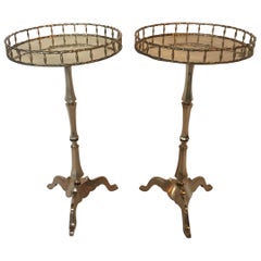 Elegant and Rare Pair of Brass Faux Bamboo Martini Tables