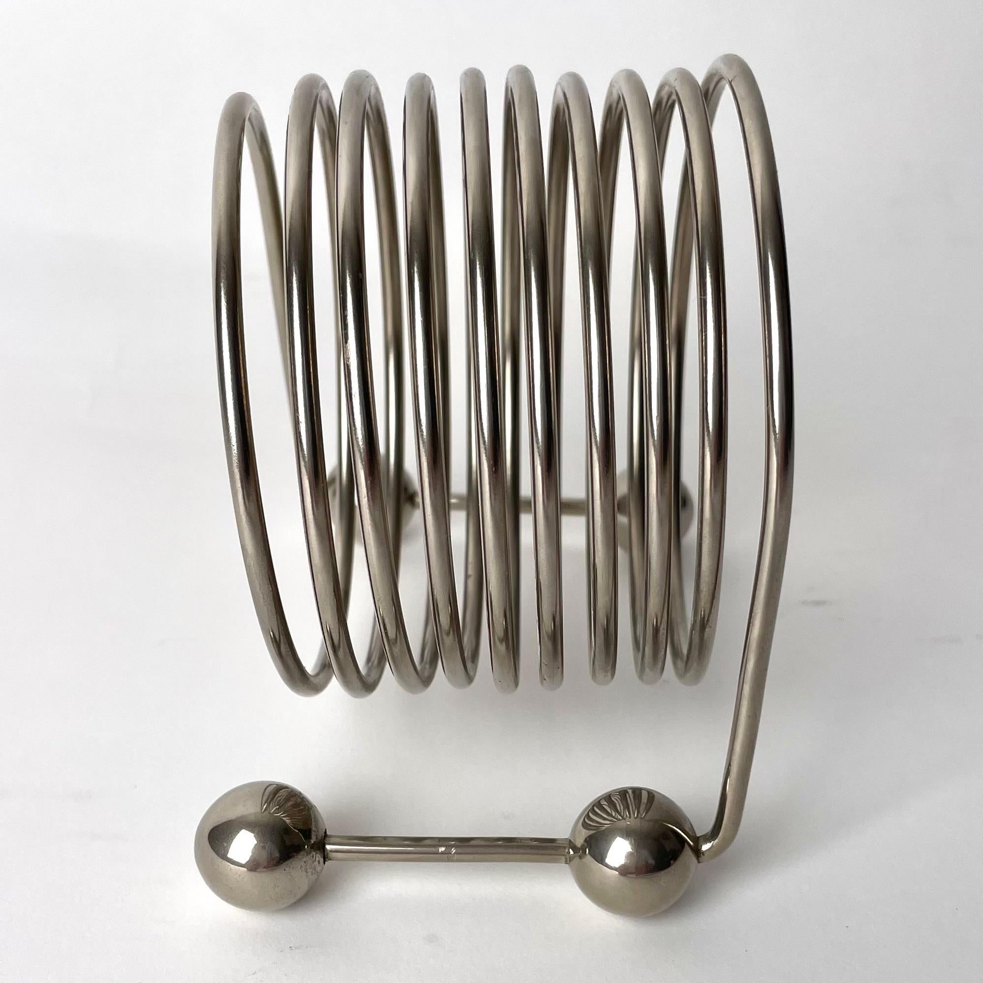 Silvered Elegant and Refined Art Deco Nickel Silver Napkin Holder, 1920s-1930s For Sale