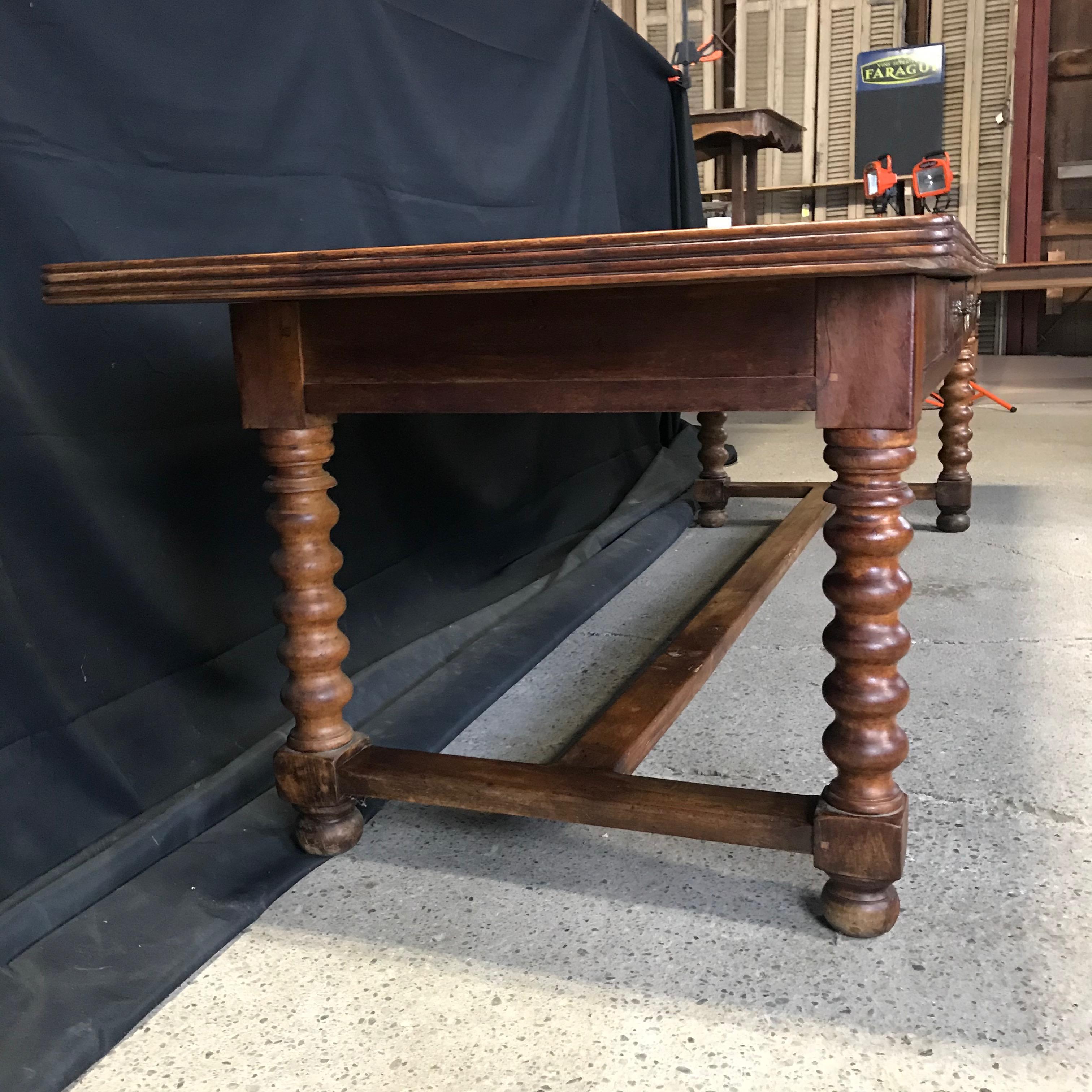 Country Elegant and Roomy Antique French 19th Century Walnut Dining Table