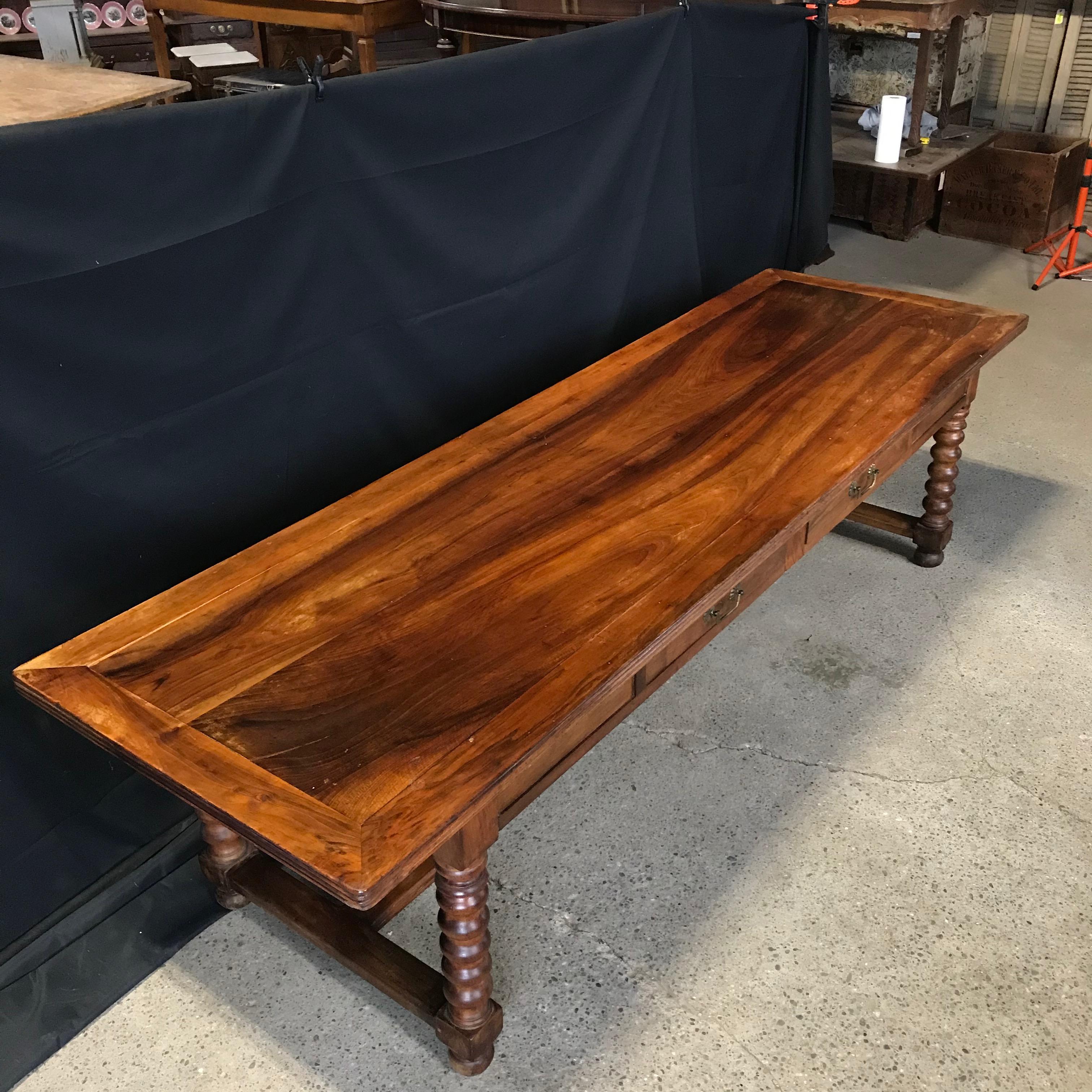 Elegant and Roomy Antique French 19th Century Walnut Dining Table 1