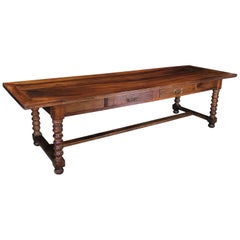 Elegant and Roomy Antique French 19th Century Walnut Dining Table