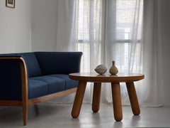 Danish Mid-Century Round Coffee Table, Solid Oak, 1940s, Copenhagen