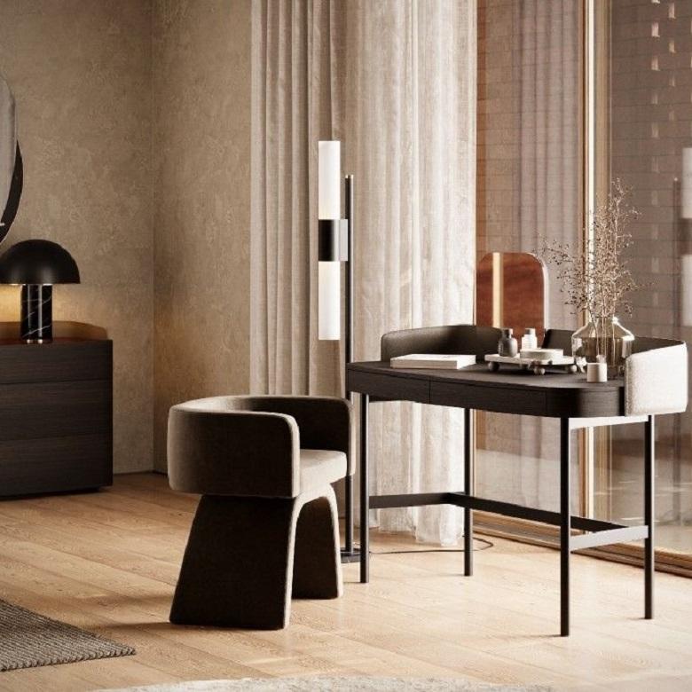 Elegante e stabile sgabello da toilette imbottito in velluto dal design moderno in vendita 3