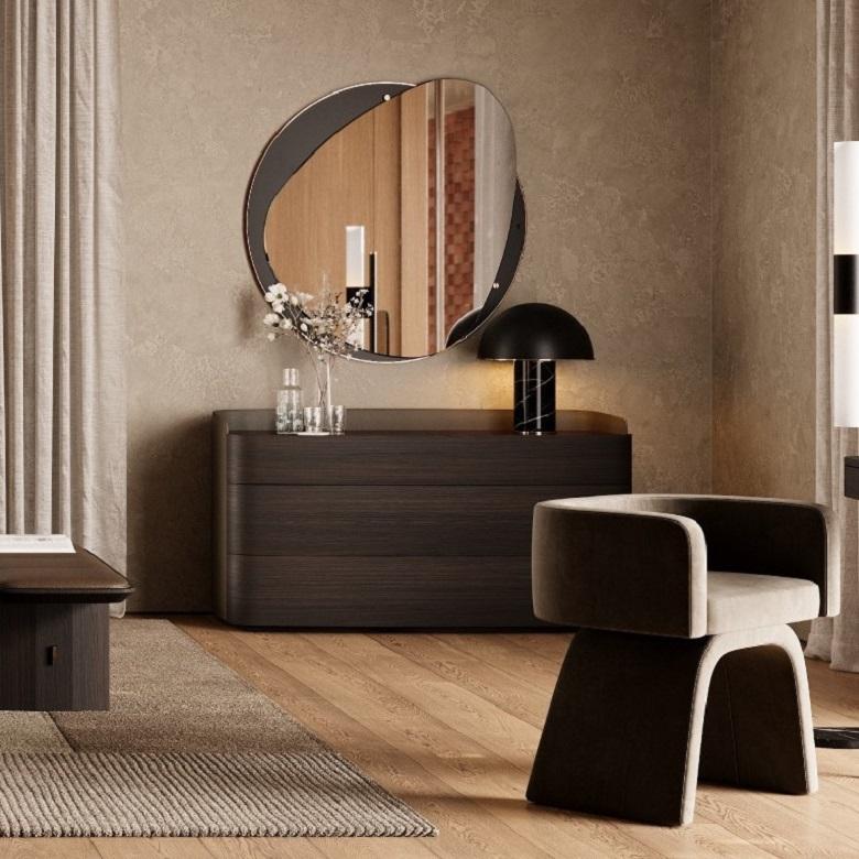 Elegante e stabile sgabello da toilette imbottito in velluto dal design moderno in vendita 4
