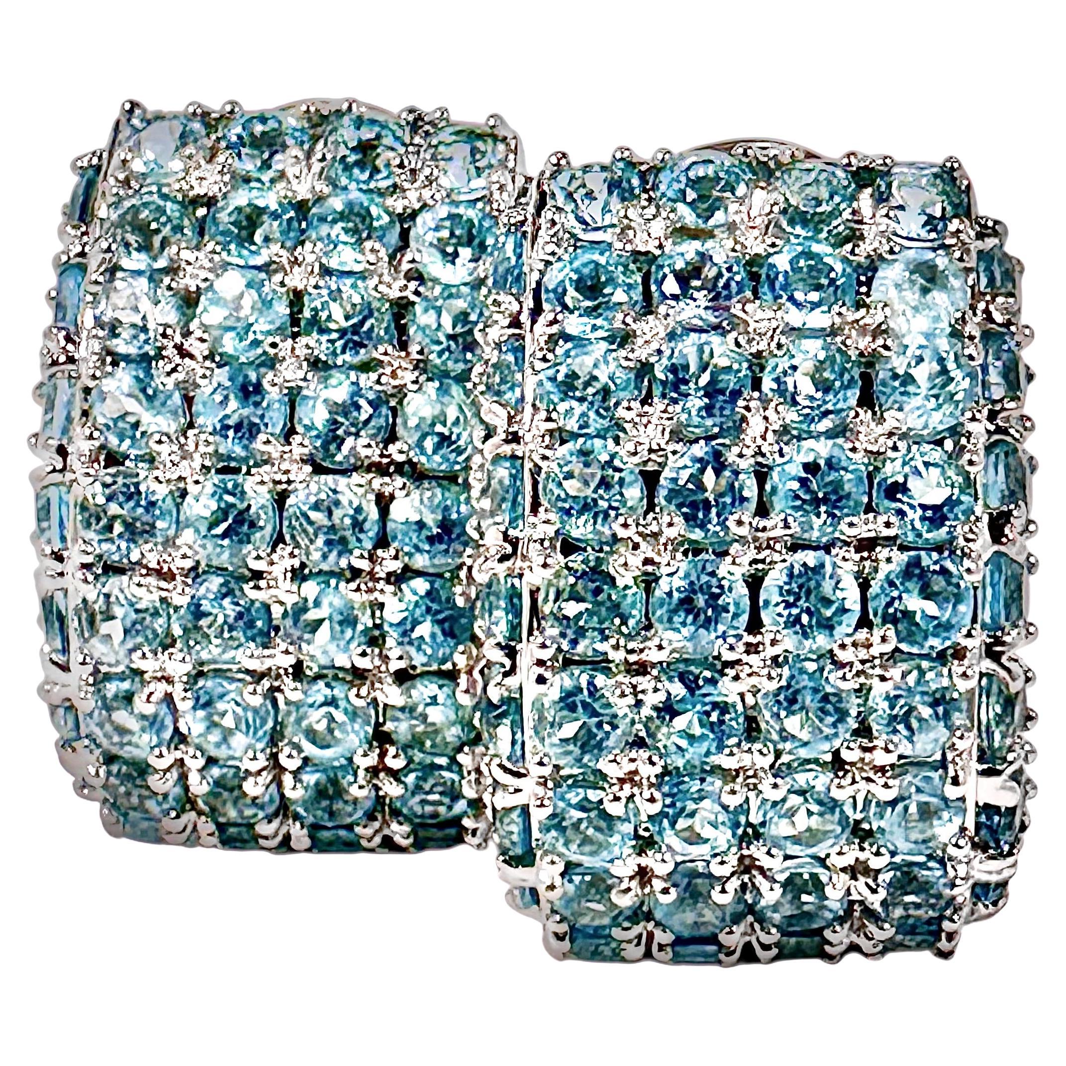 Elegant and Stylish 18K White Gold and Natural Aquamarine Earrings