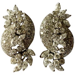 Elegant and Timeless 18 Karat White Gold Diamond Cluster Earrings 4.80 Carat