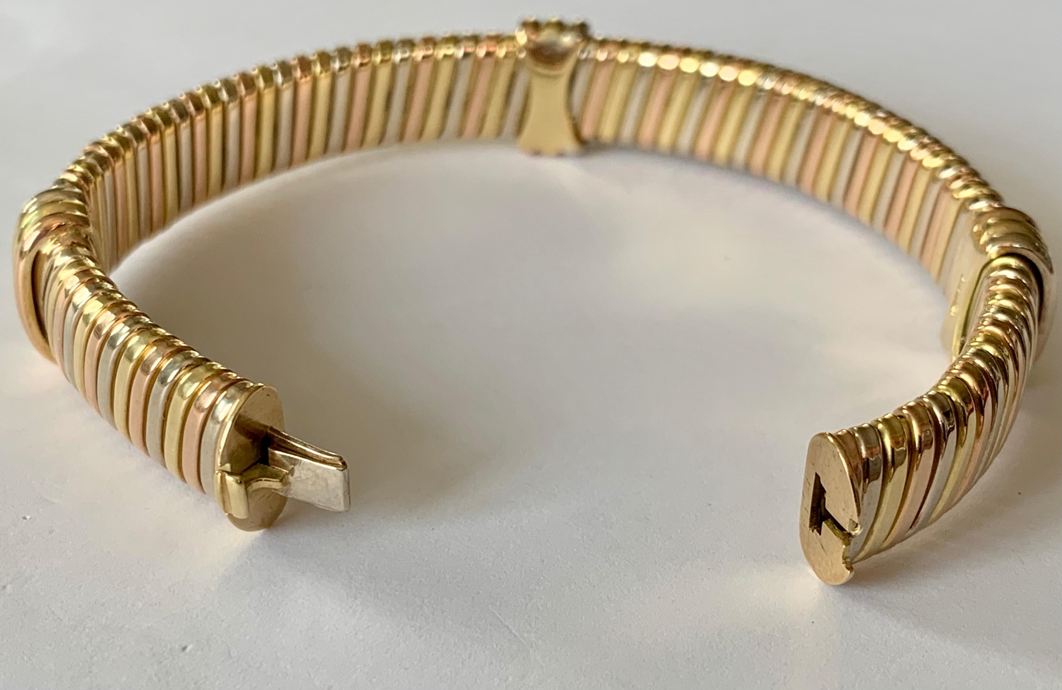 Cartier Tubogas 18 Karat dreifarbiges Goldarmband, zeitlos für Damen oder Herren im Angebot