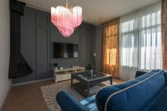 Elegant and Unique Modern Pink Quadriedri Murano Glass Chandelier