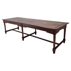 Elegant and Very Large French Antique Monastery Dining Table, 19th Century