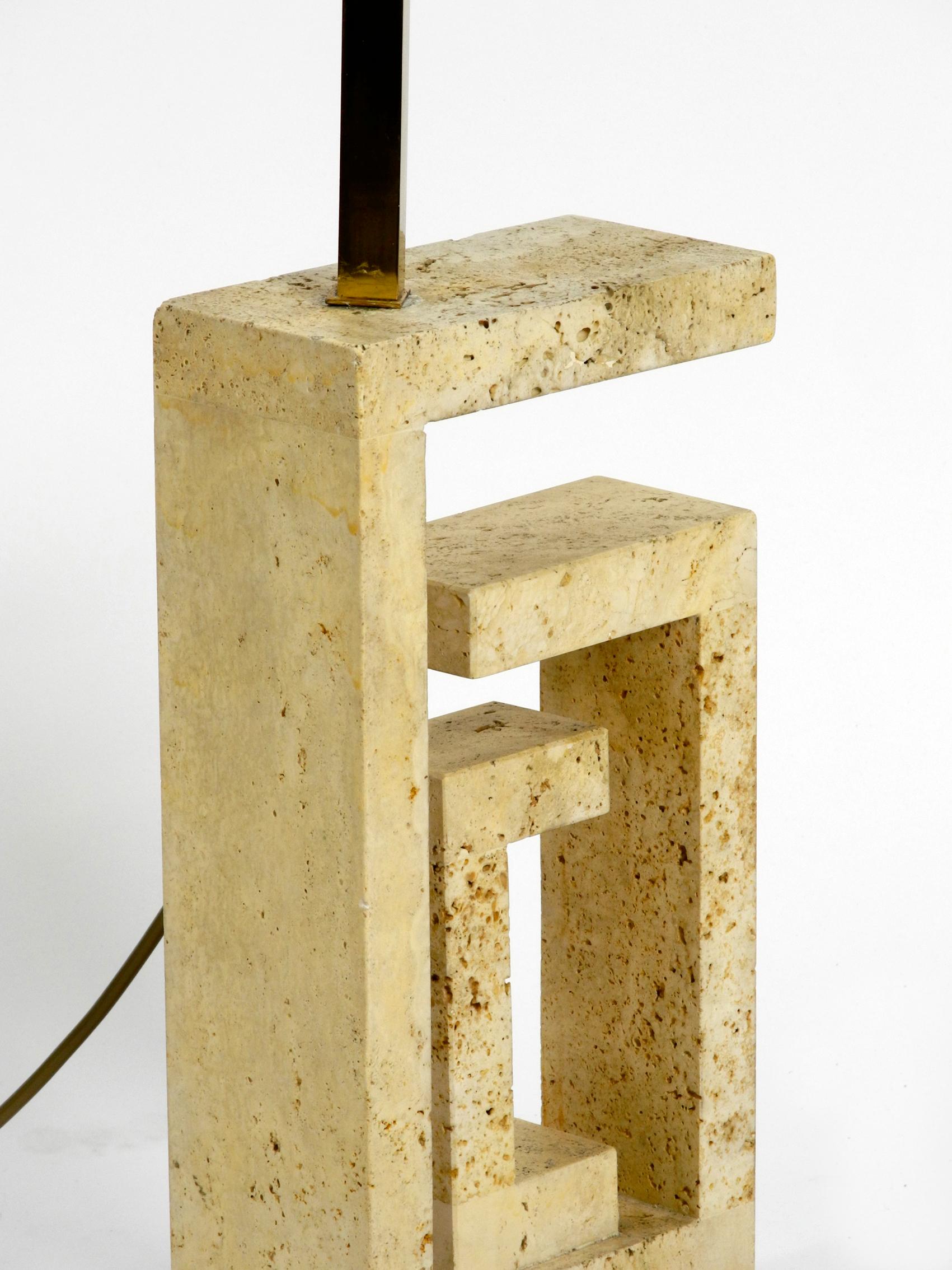 Elegant and Very Large Italian Sculptural Travertine Table Lamp from the 1960s 5
