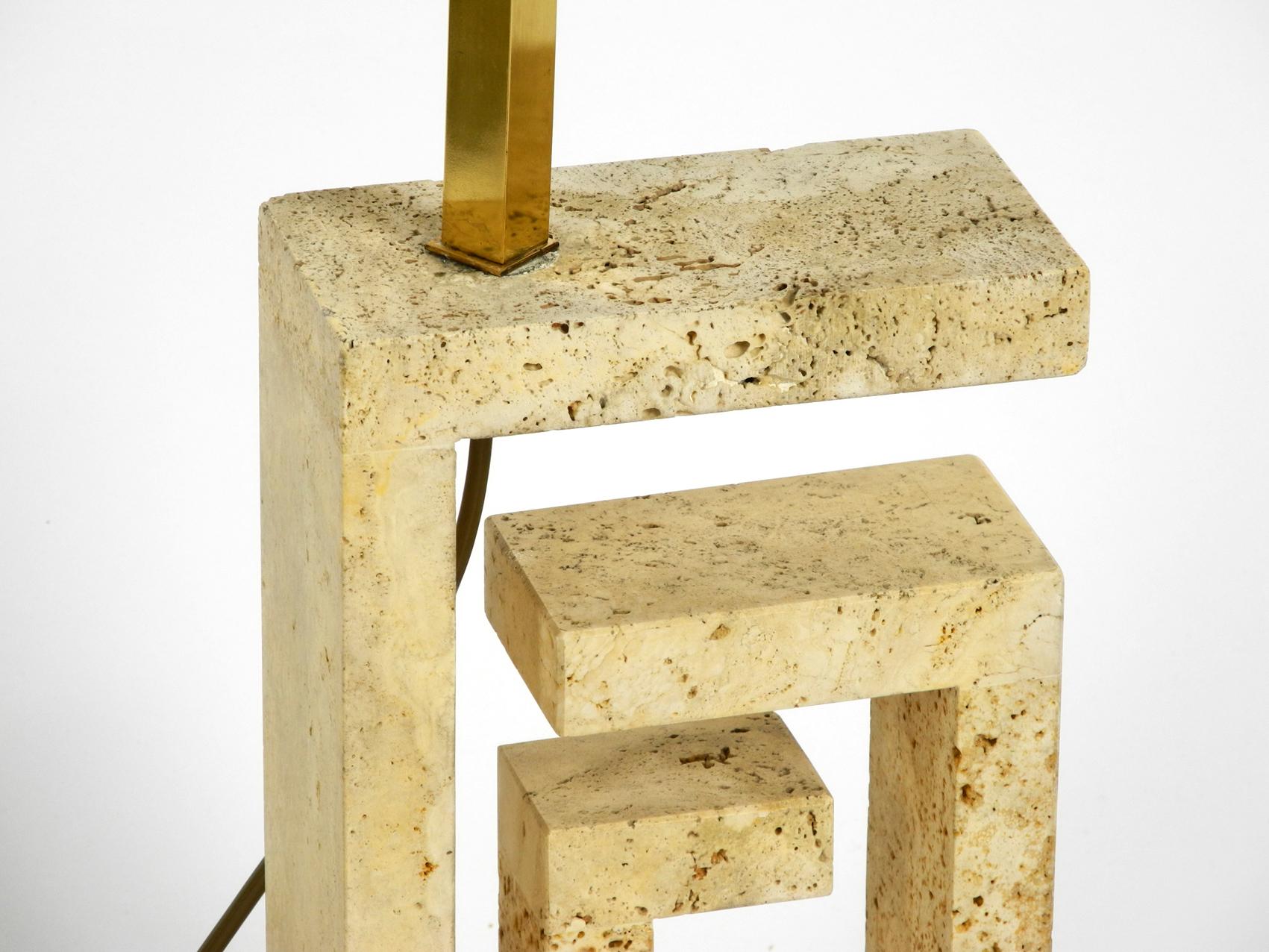 Elegant and Very Large Italian Sculptural Travertine Table Lamp from the 1960s 6
