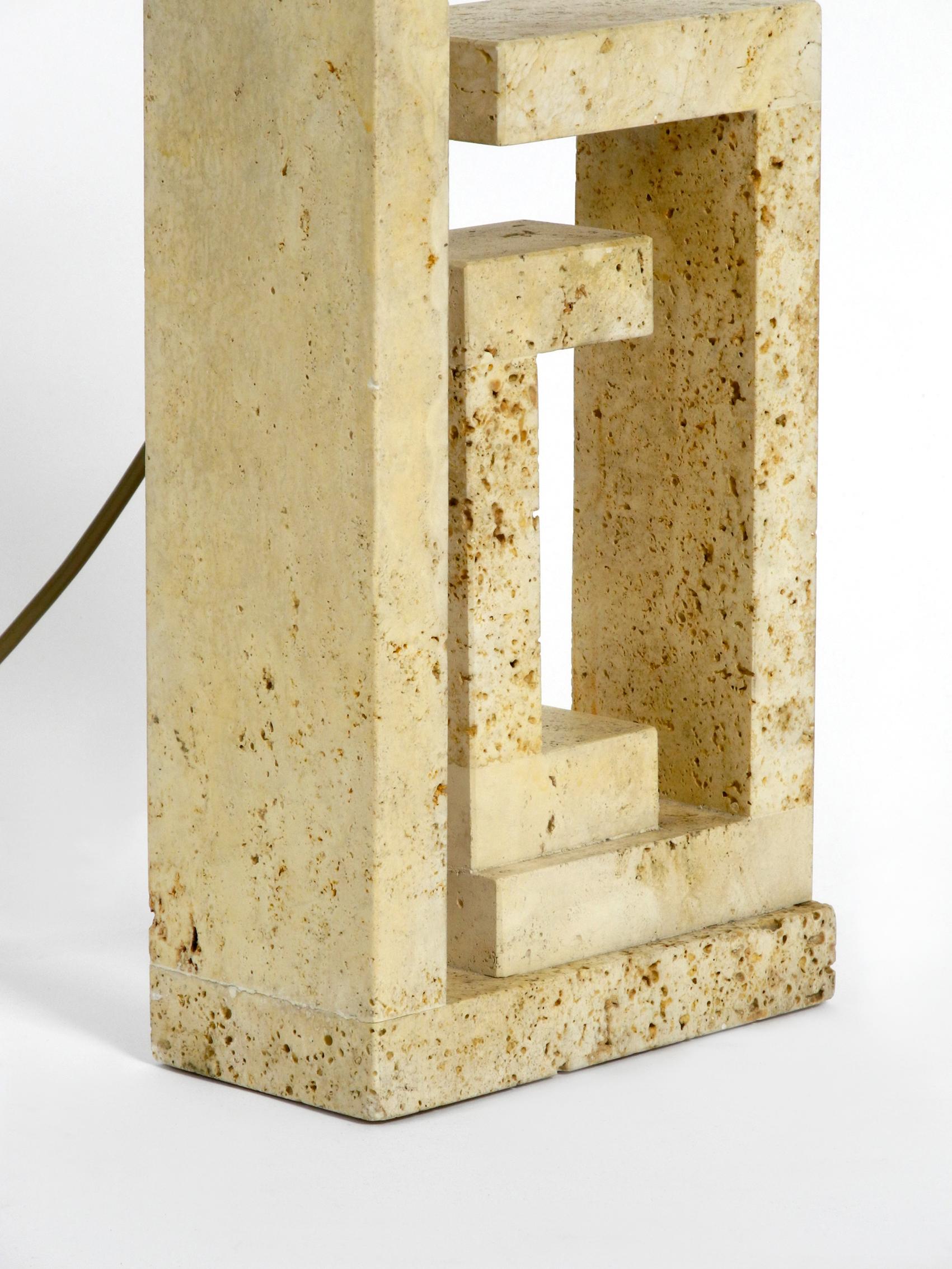 Elegant and Very Large Italian Sculptural Travertine Table Lamp from the 1960s 7
