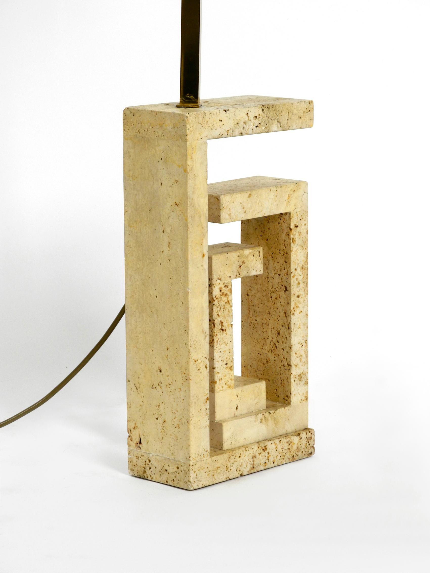 Elegant and Very Large Italian Sculptural Travertine Table Lamp from the 1960s 8